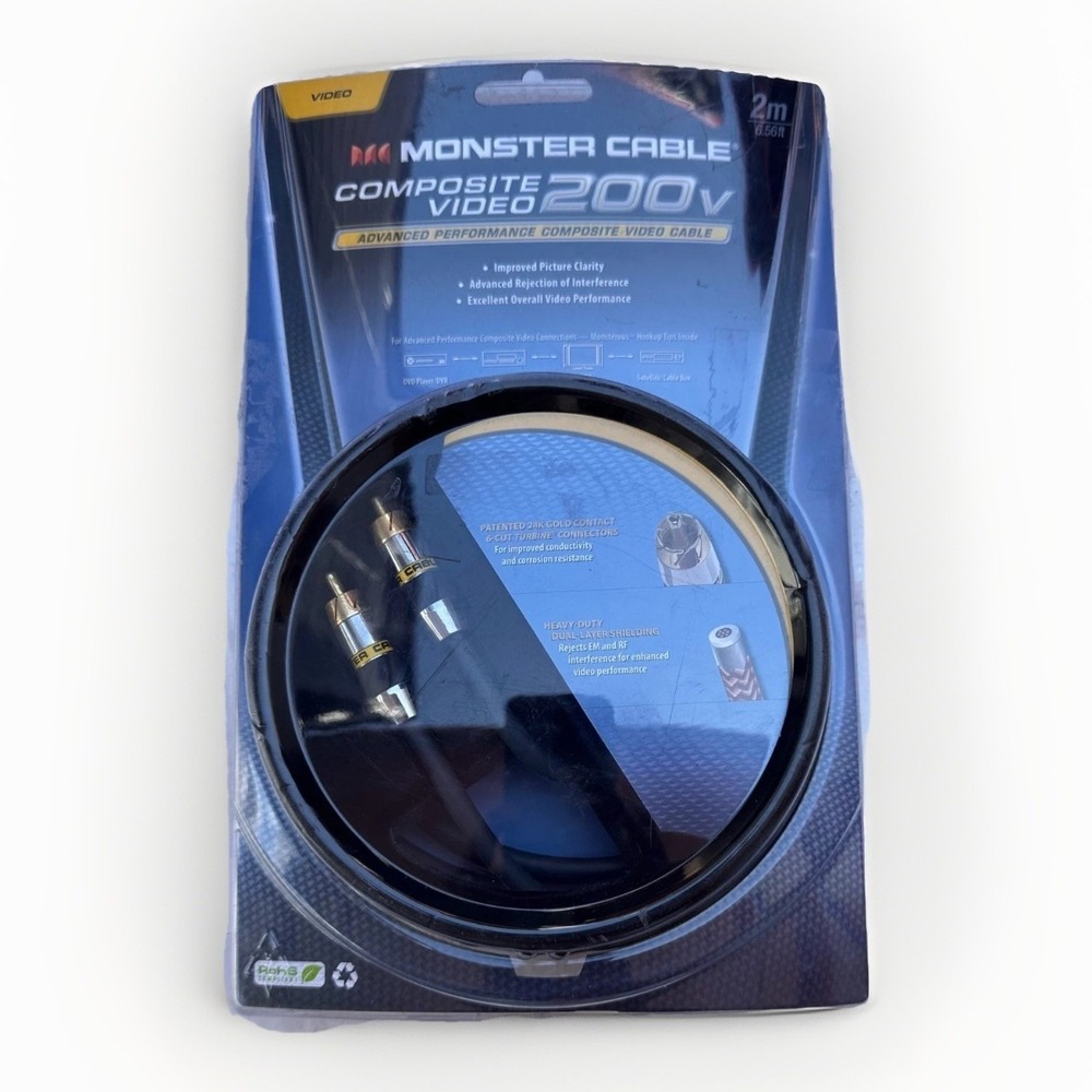 Monster Composite 200V Video Cable Dual Shielded 6-cut Turbine‎ Connectors 2m